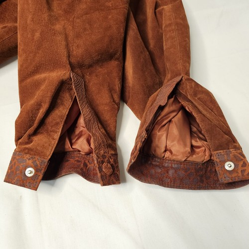 Vintage Avanti Burnt Orange Leopard Print Pig Suede Jacket Womens Size Medium - Picture 9 of 20
