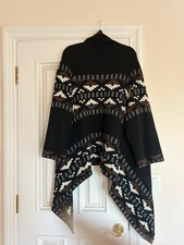 12TH ST BY CYNTHIA VINCENT SIZE SMALL OVERSIZED BLACK/BROWN SWEATER CASHMERE!!!