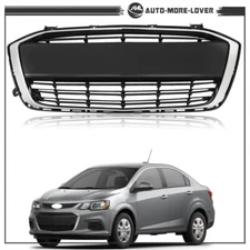 Front Lower Grille Grill Matte Black+Chrome For Chevrolet Sonic LS 2017-2020