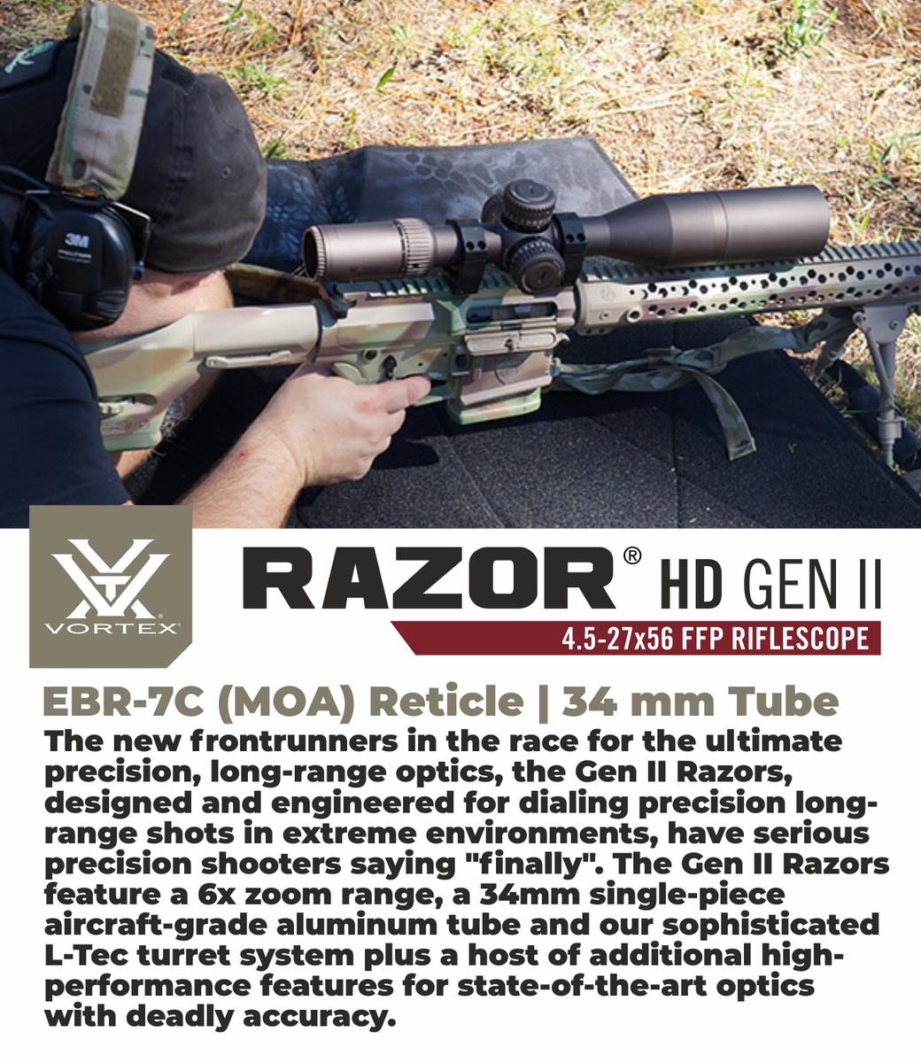 Vortex Optics Razor HD Gen II 4.5-27x56 EBR-7C Riflescope w/Mount