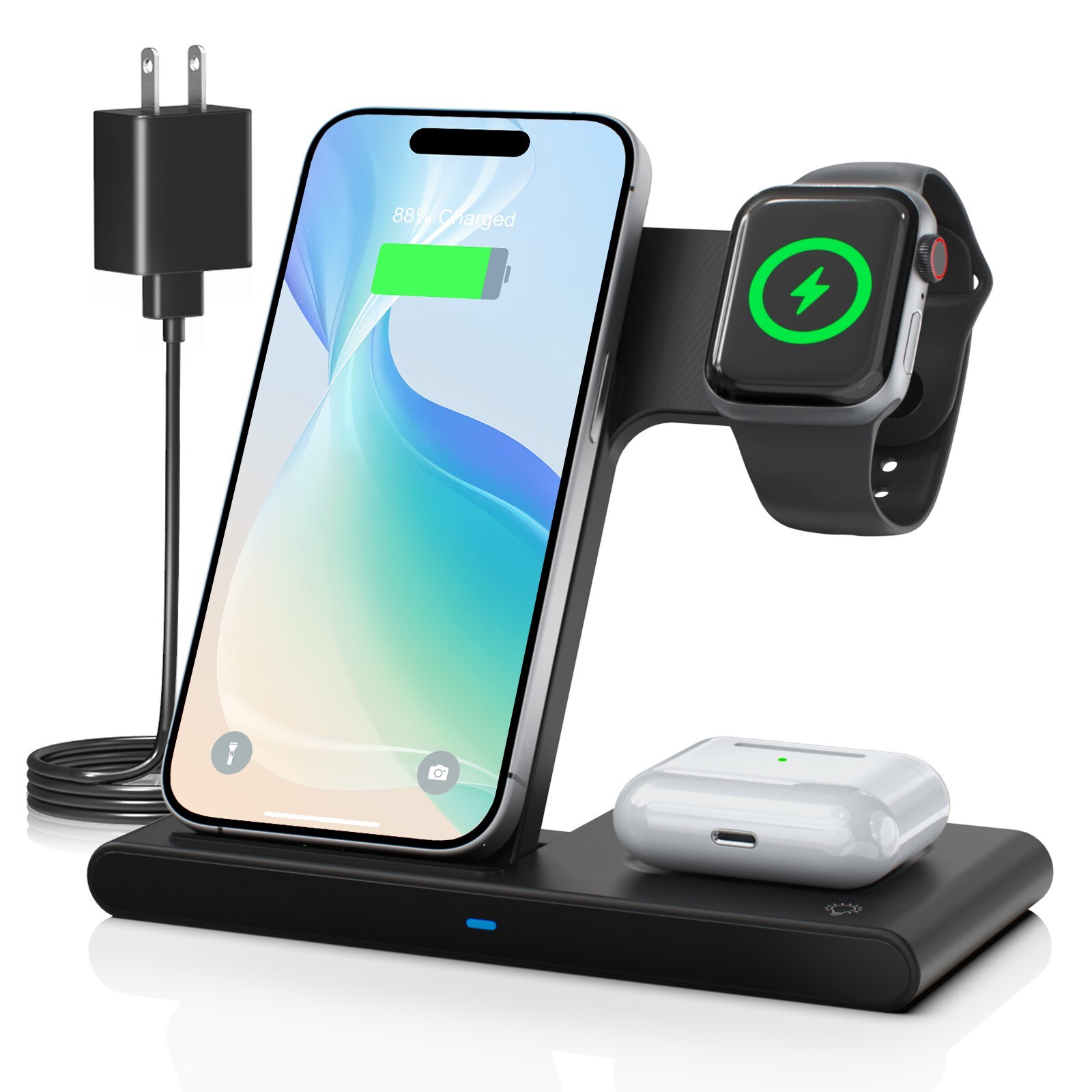 Wireless Charger Charging Station 3In1 For Apple Watch Air Pods iPhone 15 14 13-image