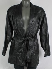 Vintage 70s 80s Excelled Genuine Leather Black Overcoat Waistband Jacket Medium