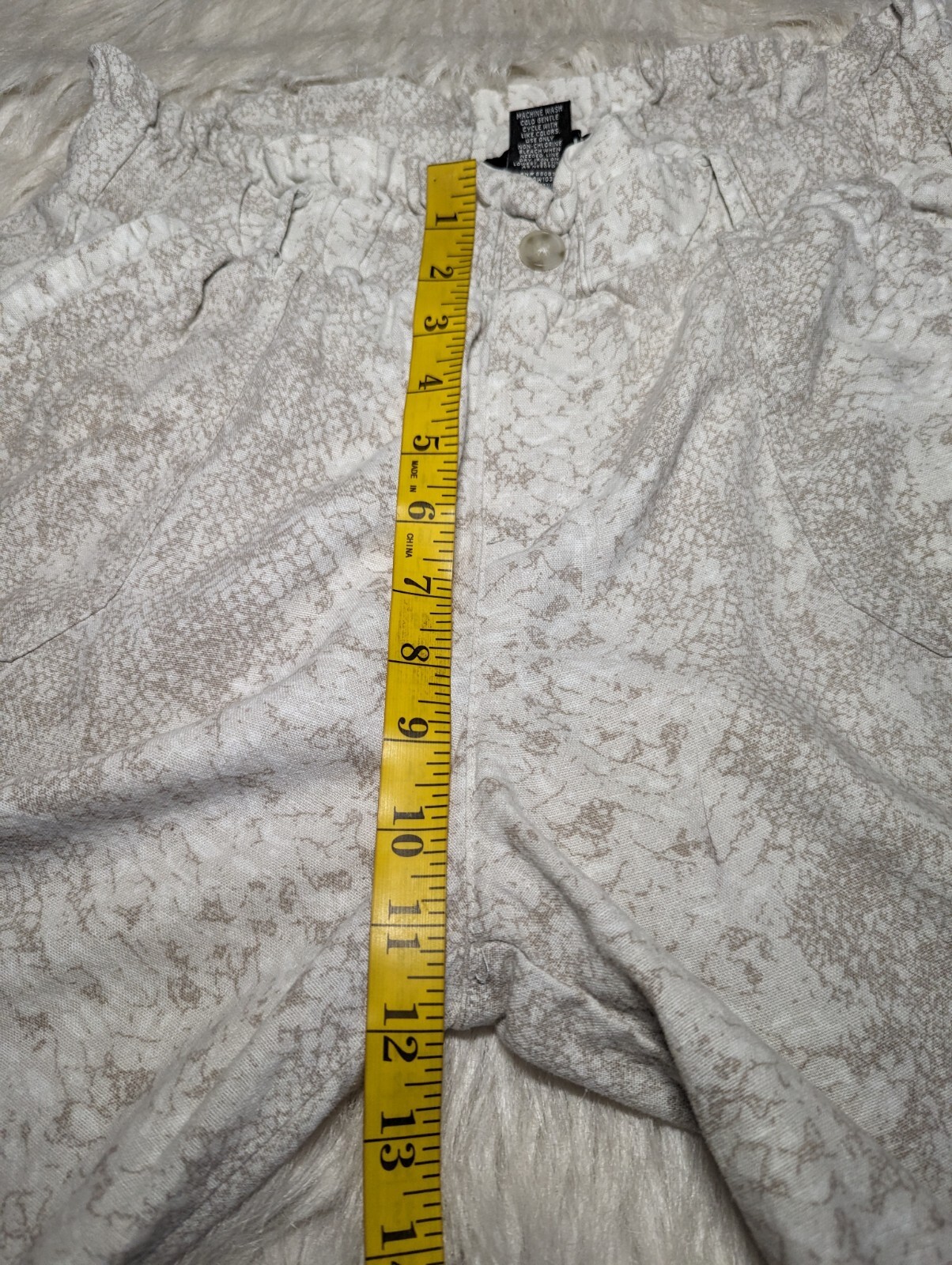 REWASH Stone Beige WIDE Leg LINEN BLEND Pants PAPER BAG Pull On Women's LARGE