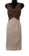 Phase Eight Women Brown And White Twist Front Evening Occasion Dress Size 8