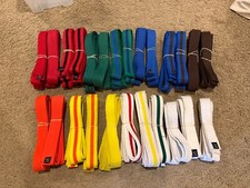 Lot of 25 Cotton Martial Arts Belts Taekwondo Karate Judo Jiutjitsu Many Colors