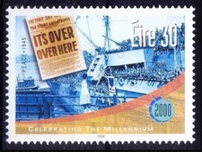 Newspaper, Ship, World War II over, Ireland 2000 MNH, Millennium