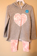 Carter's Kid Size 4 Girl's 2-Piece Heart Hoodie Top Pink Leggings Outfit NEW