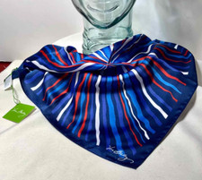 New Vera Bradley Scarf Multicolor Cobalt Blue Background 18in x 18in Square
