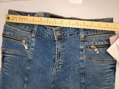 VTG Echo Unltd RED Dead Stock NWT Size 15 Riveting Jeans Sand Blue Hip Zip RARE - Picture 15 of 17