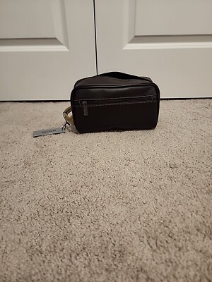 Kenneth Cole Reaction Toiletry Shaving Case Travel Bag Brown NEW