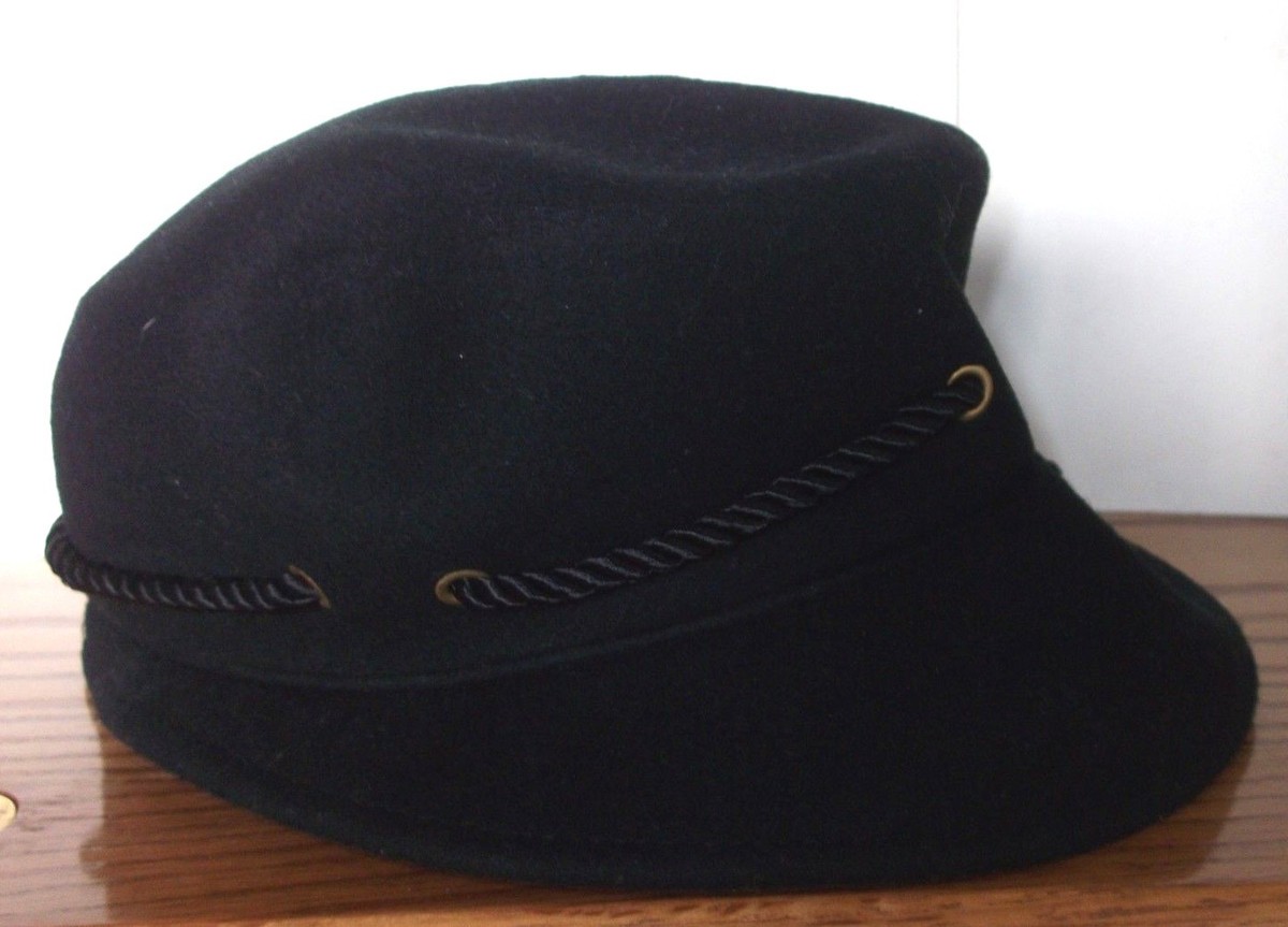 Black Wool Hat Doeskin Felt 100% Wool Made in USA Bollman Doeskin Felt Hat 100% Wool Cap Black Bucket Military  main image 4