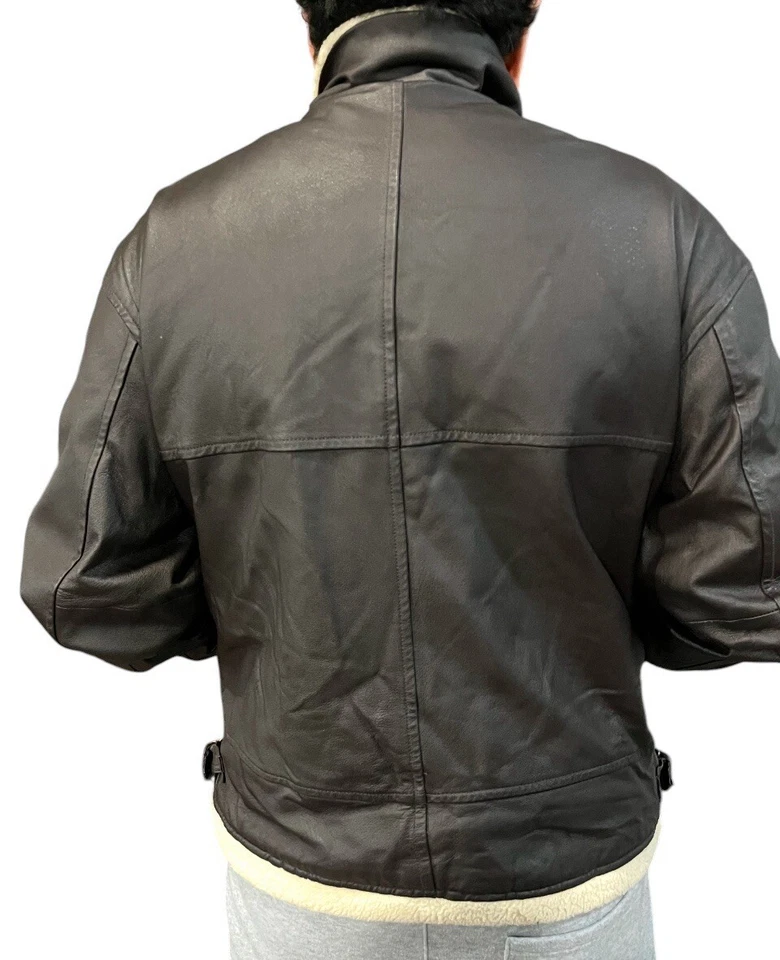 Chaqueta de cuero de piel de oveja de piel de oveja 'PARADOX' MARRÓN Flight Aviator Bomber XL Foto 3 de 4