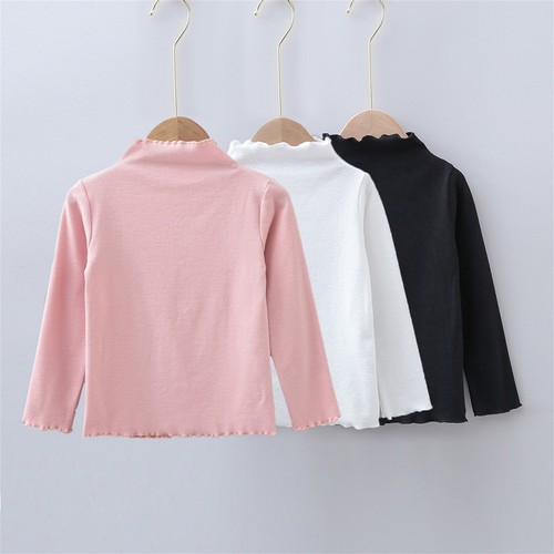 Girls 3pcs Mock Turtleneck Long Sleeve Shirt Slim Fit Casual Soft Base Layer Top