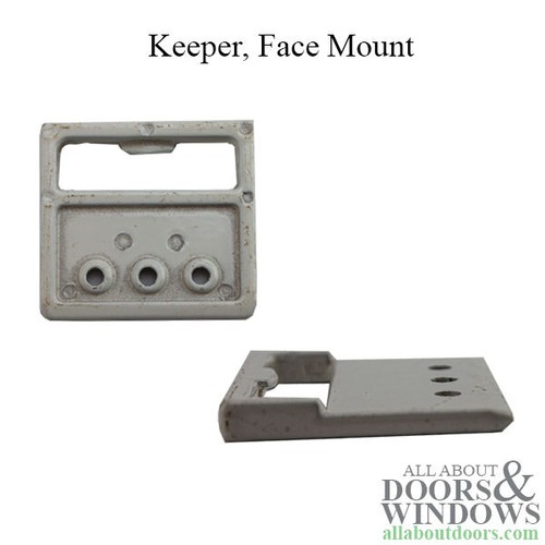 Keeper, Face Mount, Single / Double Hung Sliding Window Sash Lock Strike - White - Picture 2 of 3