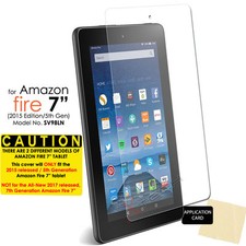 1x CLEAR Screen Protector Cover for Amazon Fire 7" Tablet 2015 / 5th Generation