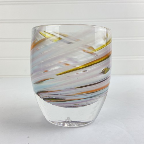 Glassybaby Living Color HandBlown Glass Candle Votive Holder Multicolor Swirl eBay