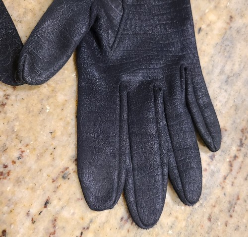 Vintage Size S/M Black Stretch Nylon Formal 15" Long Gloves Alligator Print - Picture 7 of 24