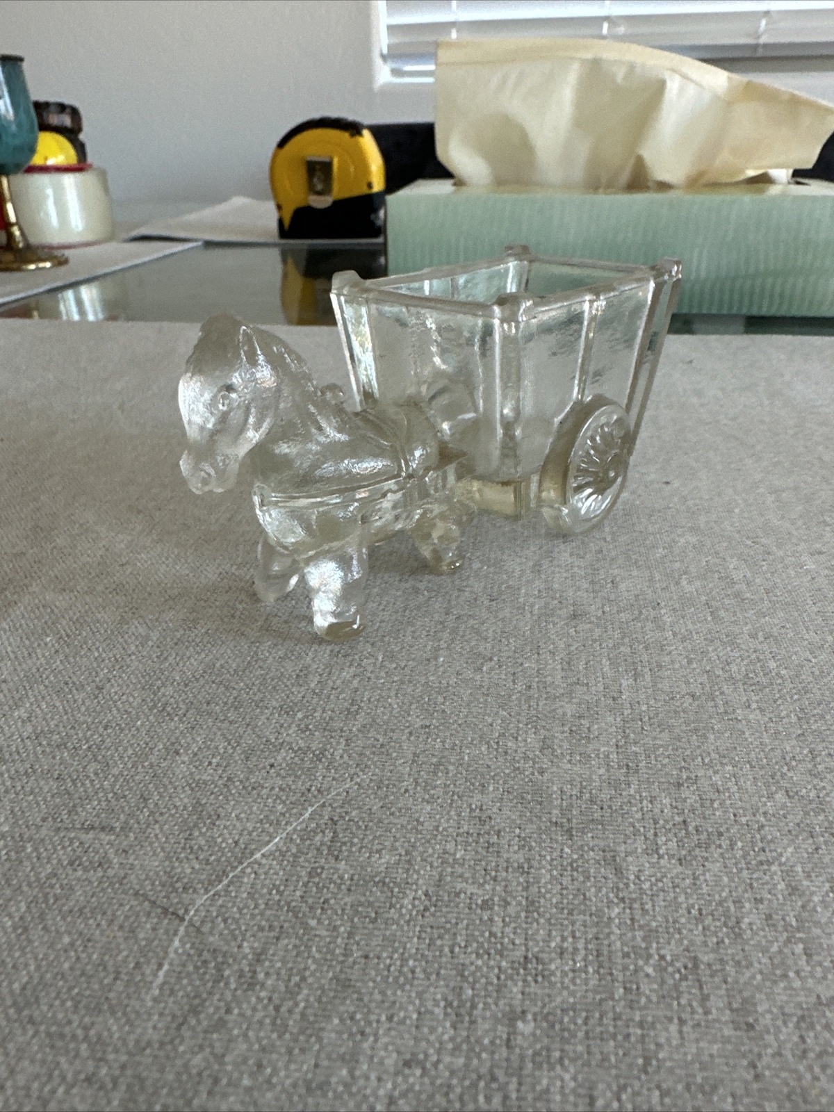 Vintage Large Glass Candy Dish Horse and Cart eBay