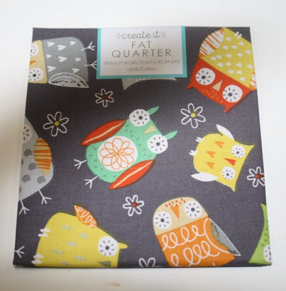 Tela de algodón PCQ Baby Owl Maize Create It Fat Quarter material amarillo verde Foto 4 de 4
