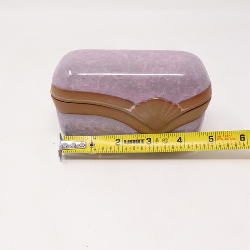 Crowning Touch Ceramic Purple Crackle Trinket Box Sea Shell Clay - Picture 9 of 11