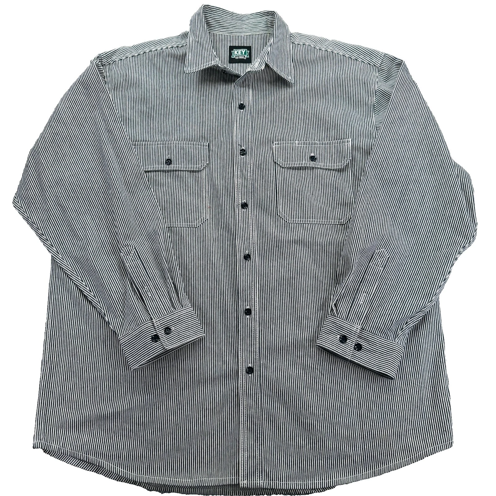 Key Striped Casual Button-Down Shirts for Men