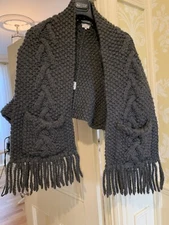 Designer 100% Merino Wool Wrap Grey Ladies