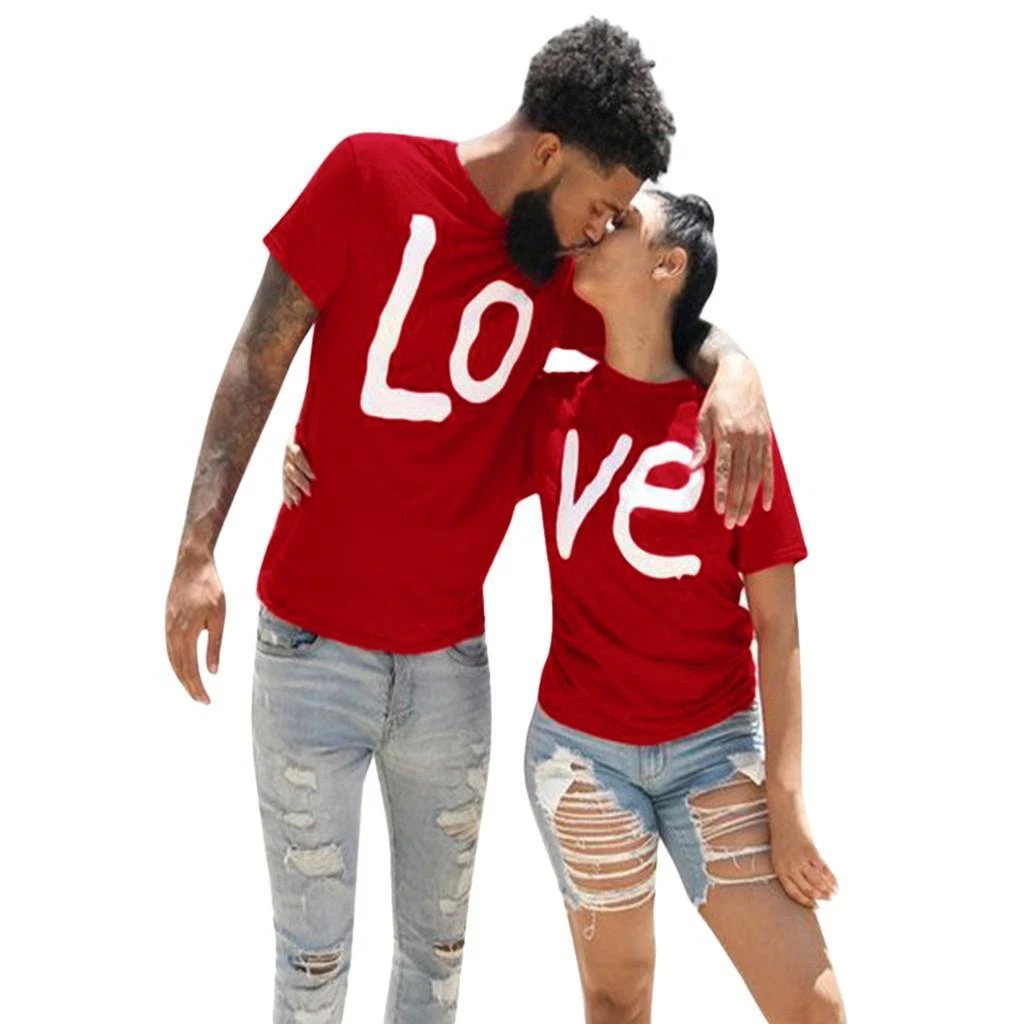 Camiseta De Manga Corta De Algod n Estampado De Amor Mujer Y