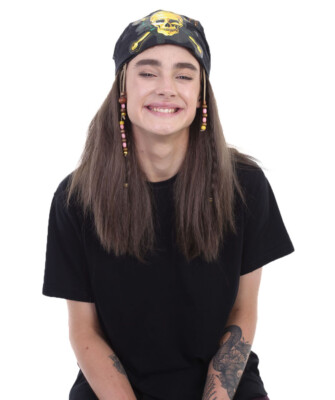 Men Braid Wig Cosplay Pirate Captain Johnny Sparrow Caribbean Sailor Hair HM-002