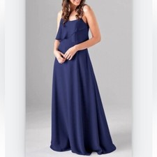 Jenny Yoo Blue Drape Spaghetti Strap Chiffon Bridesmaid Dress Size 6