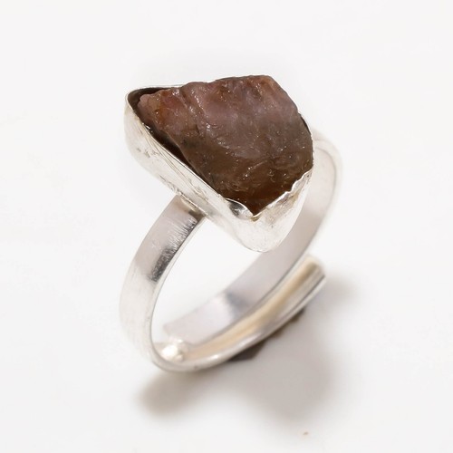 925 Sterling Silver Ruby In Zoisite Raw Gemstone Handmade Rings Jewelry Adjust.
