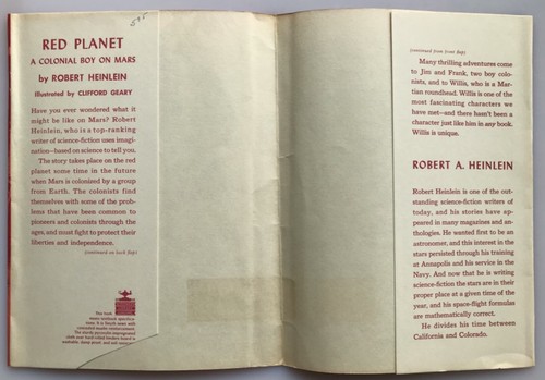 Robert A Heinlein Red Planet DJ DUST JACKET ONLY VINTAGE Scribners Mars NO BOOK - Picture 2 of 5