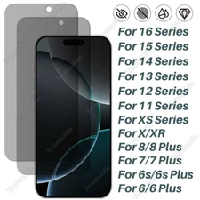 Privacy Screen Protector Tempered Glass Lot For iPhone 16 15 14 13 12 11 X 8 7 6