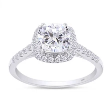 Solid 10K White Gold 1ct 6X6mm G-H-I Cathedral Set Moissanite Engagement Ring