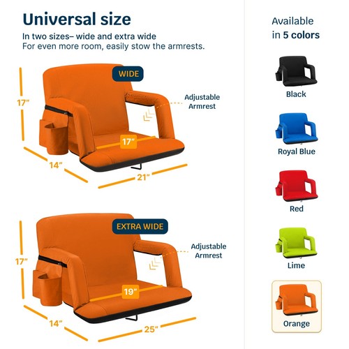 Alpcour Folding Stadium Seat 25’’ - Portable Extra Wide Reclining Camping Chair - 第 42/45 張圖片