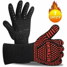 Mvzawino Premium BBQ Gloves, 1472°F Extreme Heat Resistant Oven Gloves Grilling