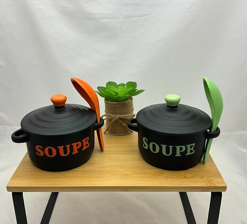 3 Soupieres / Legumieres BODUM Avec Support En Rotin