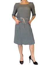 BELLEROSE WOMEN'S SHORT SLEEVE DRESS DRAWSTRING WAIST GEOMETRIC BELGIUM 0 4/6