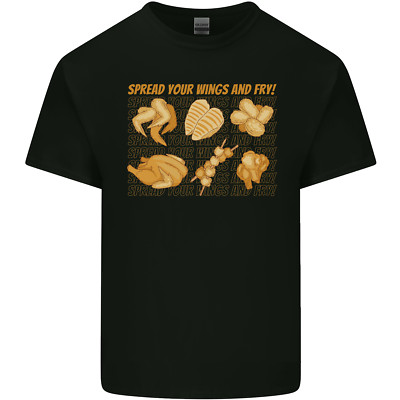 Lustiges Herren-T-Shirt Spread Your Wings & Fry Huhn BBQ leichte Baumwolle