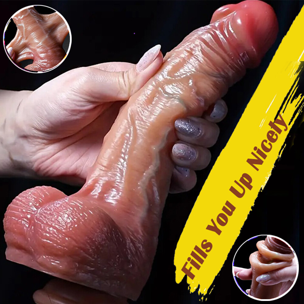Liquid Silicone Realistic Huge Dildo Cock Suction Cup Women Sex Toys-Thick-Dong  | eBay