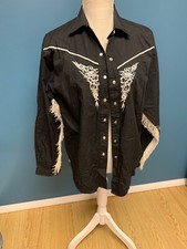Vintage Ranch & Town Long Sleeve Pearl Snap Cowboy Western Made In USA xsmall