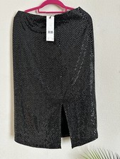Black sequin midi skirt / Elegant evening style