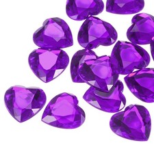 20 Pcs Acrylic Heart Rhinestone 30mm Flat Back Plastic Gems Jewelry Stickers ...