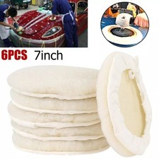 6PCS Set Lambs Wool Bonnet Buffing Wheel Pad Buffer Polishing Car Polisher 180mm