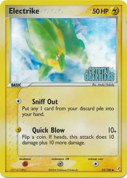 Electrike - 52/100 - Pokemon Crystal Guardians Reverse Holo Card NM
