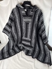 Gamboa Black White Mexico Poncho One Size