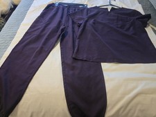 Womens Sz M Violet Purple Scrubs Set Top Joggers Pants Stretch Euc