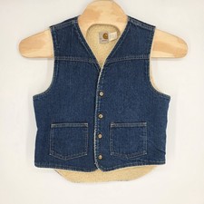 Vintage Carhartt Sherpa Lined Denim Vest USA Men  s Medium Workwear 8SV Farm 80s