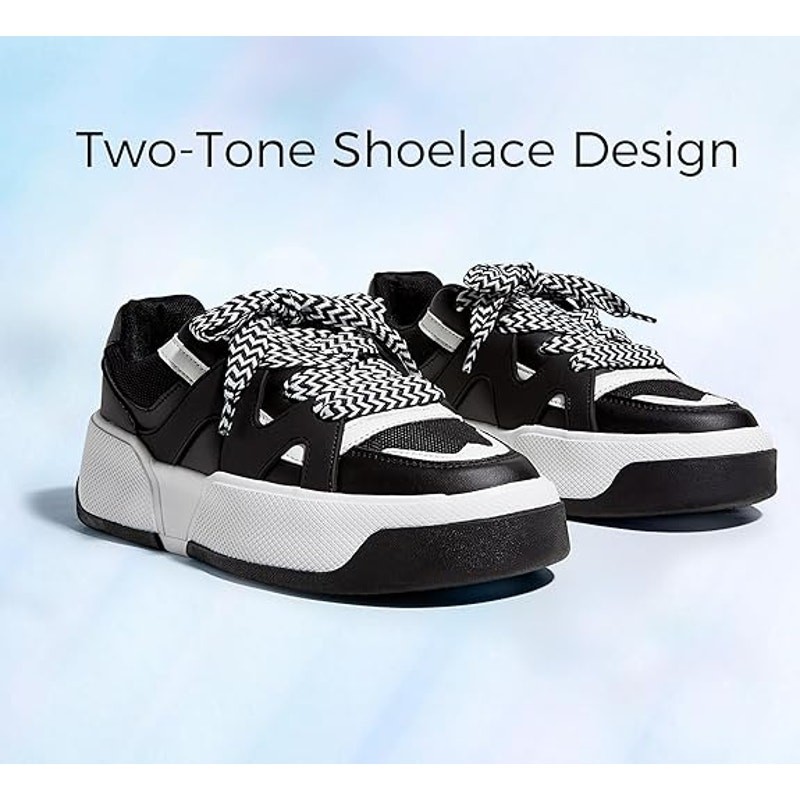 SAOLA Sneakers Lucky Step donna taglia 9 nere suola spessa ecopelle retrò plateau