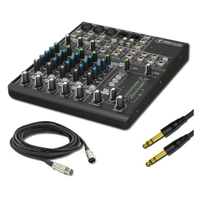 Mackie 802VLZ4 8-Channel Analog Mixer with XLR Cable, 1/4'' TRS Cable and 5x Cabl