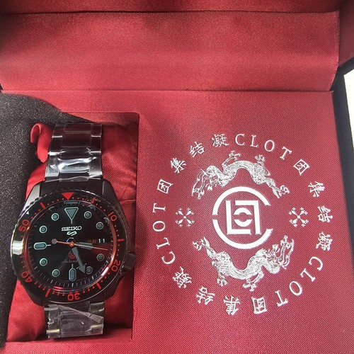 Nuevo Seiko 5 Sports x Clot 1173/1200 Edición Limitada SRPH51 Automático Negro Rojo - Imagen 4 de 8